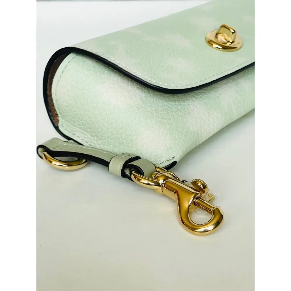 Coach Sunglasses Case CDY09 Floral Print Pale Green Leather Clip